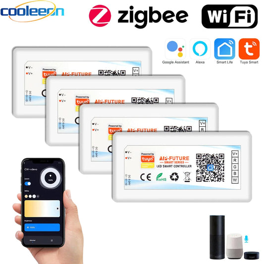 Tuya Zigbee Wifi LED Controller Smart Dimmer 5V 12V 24V LED Strip Light DIM CCT RGB RGBW Alexa Google Home APP Remote Control