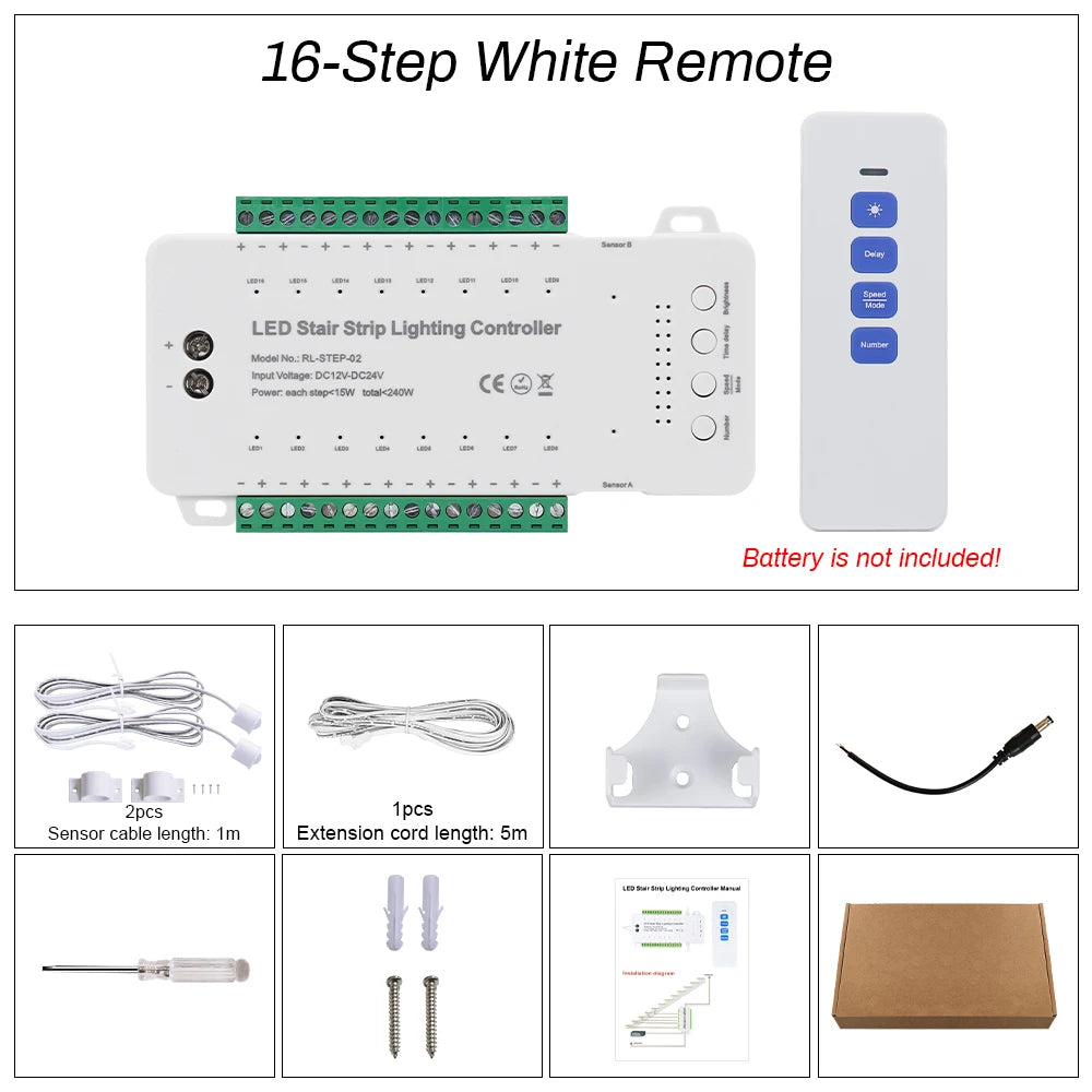 Stair Light Sensor Controller Auto Turn On Off Motion Sensor Switch Lighting System for House Stairs Max 16 20 28 Steps Control