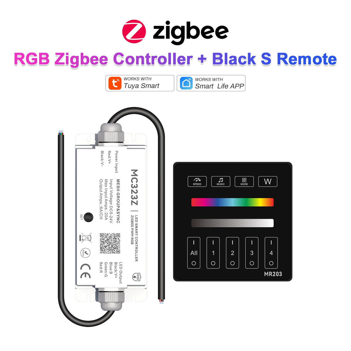 Tuya Zigbee RGBCCT LED controller for smart color and white lighting
