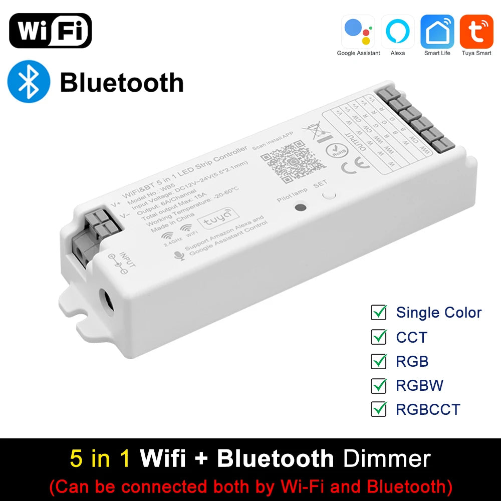 Tuya Zigbee Wifi LED Controller Smart Dimmer 5V 12V 24V LED Strip Light DIM CCT RGB RGBW Alexa Google Home APP Remote Control