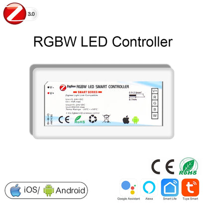 Tuya Zigbee Wifi LED Controller Smart Dimmer 5V 12V 24V LED Strip Light DIM CCT RGB RGBW Alexa Google Home APP Remote Control