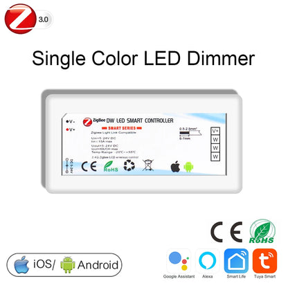 Tuya Zigbee Wifi LED Controller Smart Dimmer 5V 12V 24V LED Strip Light DIM CCT RGB RGBW Alexa Google Home APP Remote Control