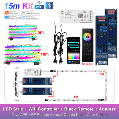 MALIIGAZA Smart Tuya WiFi RGBIC COB LED Strip Kit with Alexa & Google Home App Voice Control, Addressable Dream Color Light Tape 1-5M 10M 15M 20M 25M 30M Decor Lighting