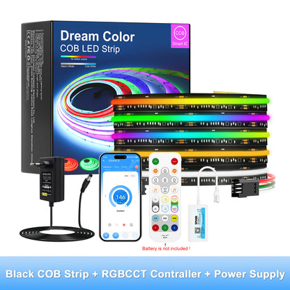 RGBCCT COB LED strip 71mm smallest cut unit with directional arrow for correct WS2811 IC connection