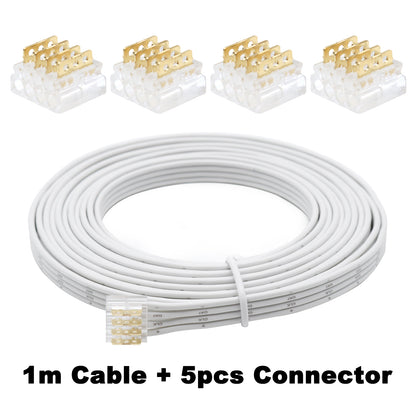 MALIIGAZA 4-Pin 20AWG Stair Light Main Line Extension Cable | Plug & Play Extender Cord with Transparent Quick Connector for STEP-05 & STEP-09 Systems (1m, 3m, 5m)