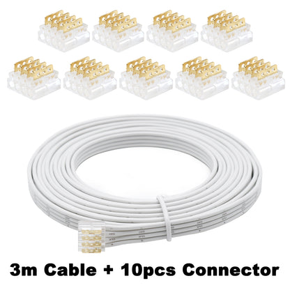 MALIIGAZA 4-Pin 20AWG Stair Light Main Line Extension Cable | Plug & Play Extender Cord with Transparent Quick Connector for STEP-05 & STEP-09 Systems (1m, 3m, 5m)