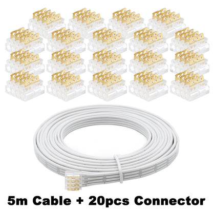 MALIIGAZA 4-Pin 20AWG Stair Light Main Line Extension Cable | Plug & Play Extender Cord with Transparent Quick Connector for STEP-05 & STEP-09 Systems (1m, 3m, 5m)