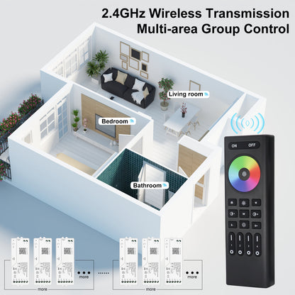 MALIIGAZA Tuya WiFi SPI RGB LED Controller with Smart Life App, Alexa, Google Home & 2.4G RF Remote Support for Addressable RGB LED Strips