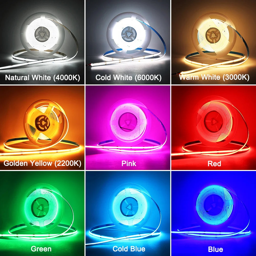 DC5V USB LED COB Strip Light Flexible Ribbon Lamp High Density Tape LED  3000K 4000K 6000K Red Blue Green LED Light Room Decor