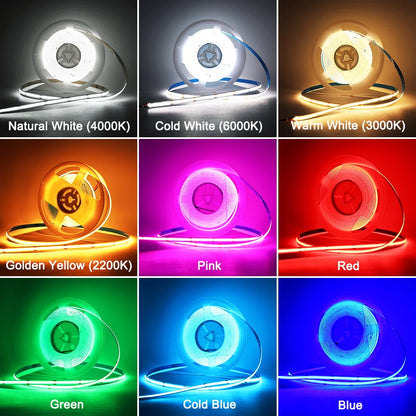 DC5V USB LED COB Strip Light Flexible Ribbon Lamp High Density Tape LED  3000K 4000K 6000K Red Blue Green LED Light Room Decor