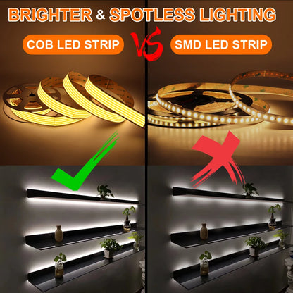 30mm Wide COB LED Strip Light 24V 3000K 4000K 6000K RA90 1600LEDs/m Ultra Bright Ribbon LED Tape for Indoor Home Decor Lighting
