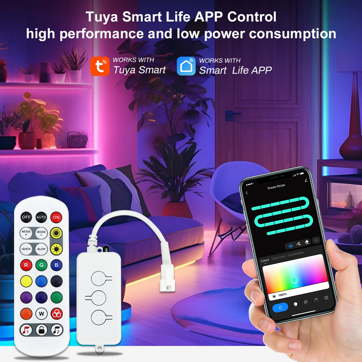 Tuya WiFi RGB SPI LED Controller DC USB Powered Works with Alexa & Google Assistant Smart 5V-24V RGB SPI Pixel LED Strip Control