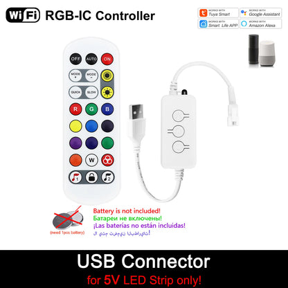 Tuya WiFi RGB SPI LED Controller DC USB Powered Works with Alexa & Google Assistant Smart 5V-24V RGB SPI Pixel LED Strip Control