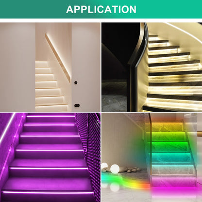 MALIIGAZA LED Stair Light Controller Motion Sensor Programmable Step and Side Stair Strip Lighiting With 2CH Running LED Strip