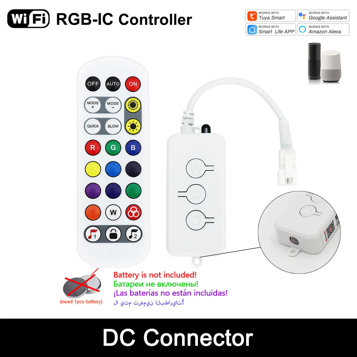 Tuya WiFi RGB SPI LED Controller DC USB Powered Works with Alexa & Google Assistant Smart 5V-24V RGB SPI Pixel LED Strip Control