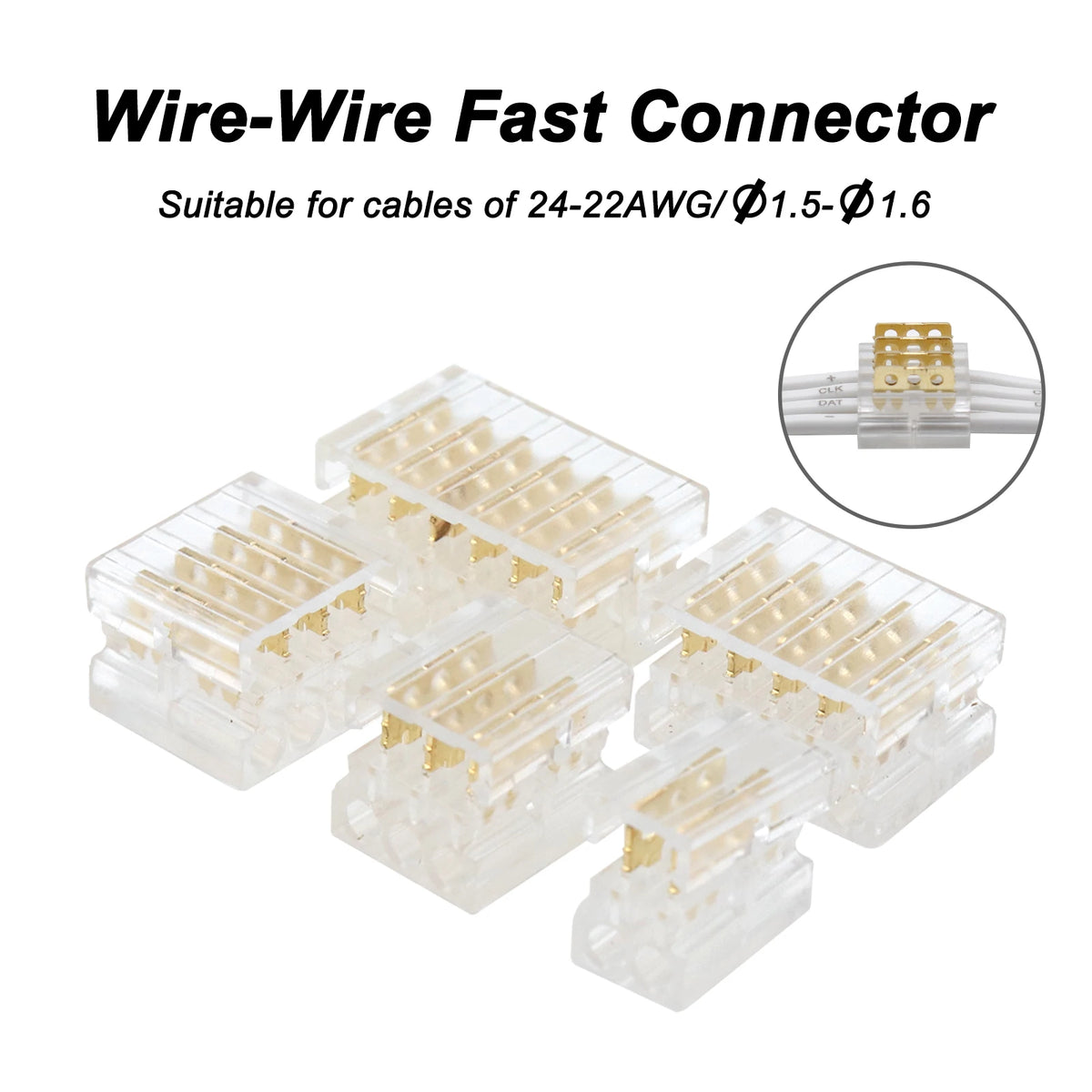 Wire to Wire Quick Connectors Kit 2Pin 3Pin 4Pin 5Pin 6Pin Universal 20-24AWG Cable Jointing Fast Cord Connector Tool-Free Plugs