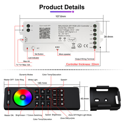 MALIIGAZA Smart Tuya WiFi RGBIC COB LED Strip Kit with Alexa & Google Home App Voice Control, Addressable Dream Color Light Tape 1-5M 10M 15M 20M 25M 30M Decor Lighting