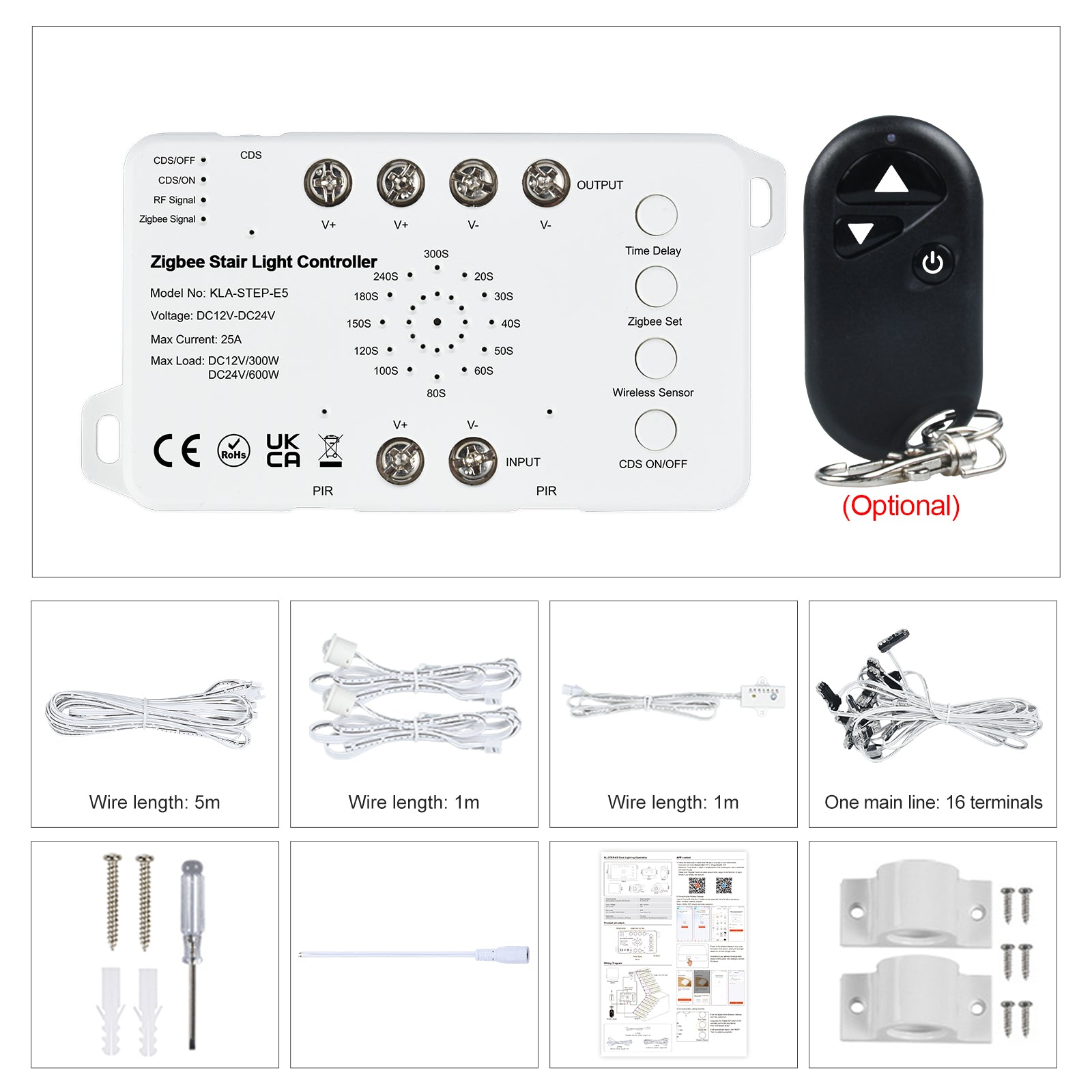 Zigbee Stair Light Controller Ports and Main Line Cable Connection Detail