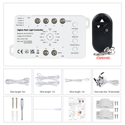 Zigbee Stair Light Controller Ports and Main Line Cable Connection Detail