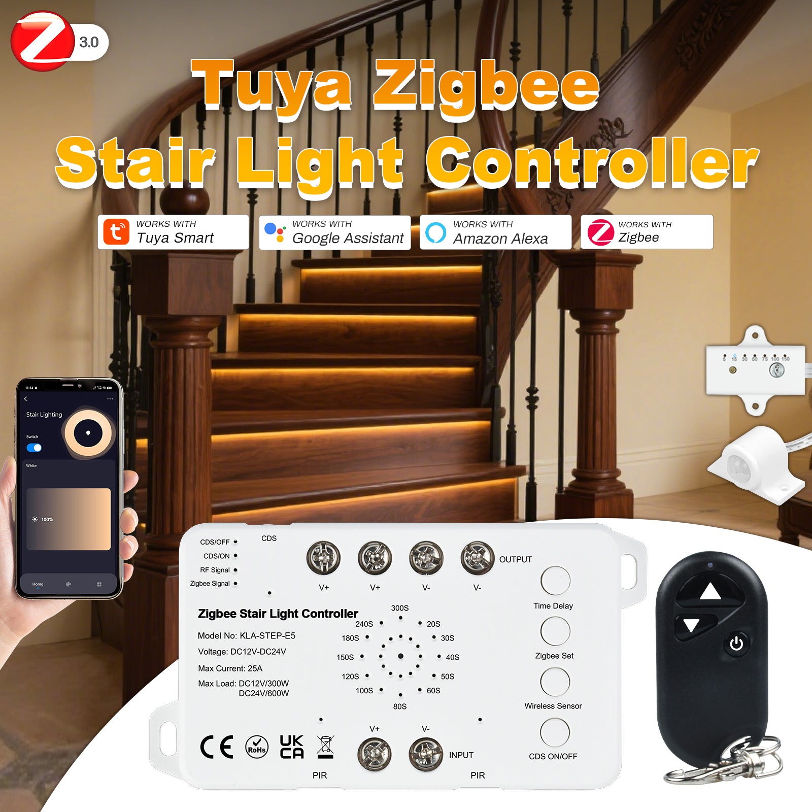 MALIIGAZA KLA-STEP-E5 Zigbee Stair Light Controller ¡§C Front View