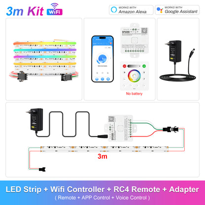 MALIIGAZA Addressable RGBCCT COB LED Strip Light WiFi Kit | 840 LEDs/m, Dual IC WS2811, Alexa & Google Assistant, App Control, Music Sync, Up to 10m 15m