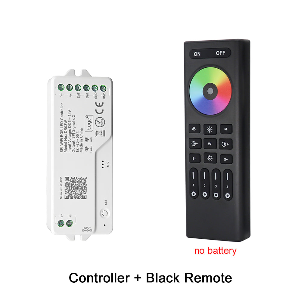 MALIIGAZA Tuya WiFi SPI RGB LED Controller with Smart Life App, Alexa, Google Home & 2.4G RF Remote Support for Addressable RGB LED Strips