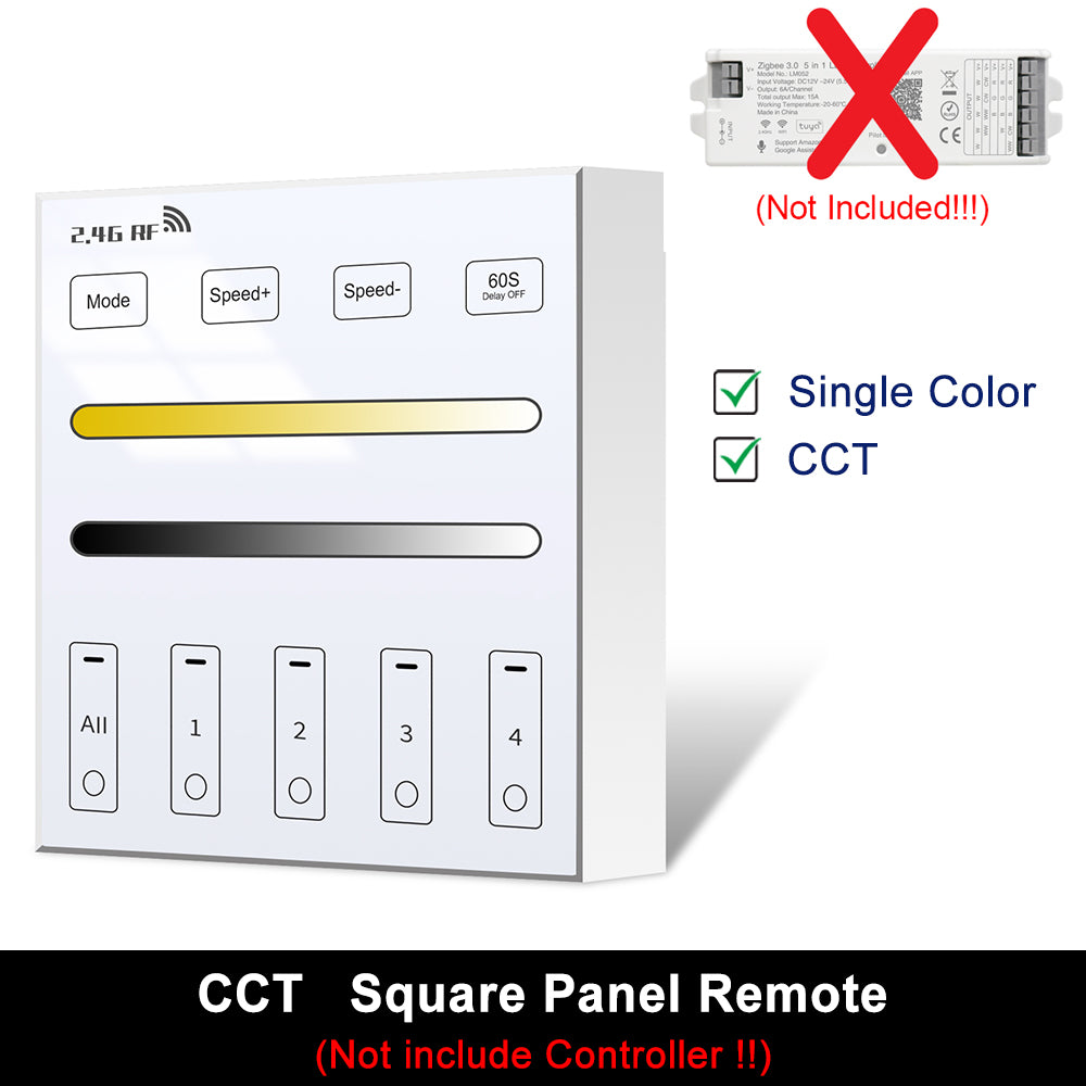 CCT panel style RF remote controller for tunable white LED strips