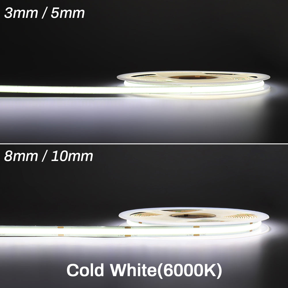MALIIGAZA 5m 10m COB LED Strip Light 3mm 5mm 8mm 10mm High Density CRI90+ Dimmable 12V 24V LED Tape Light for Cabinet Bedroom Kitchen Lighting