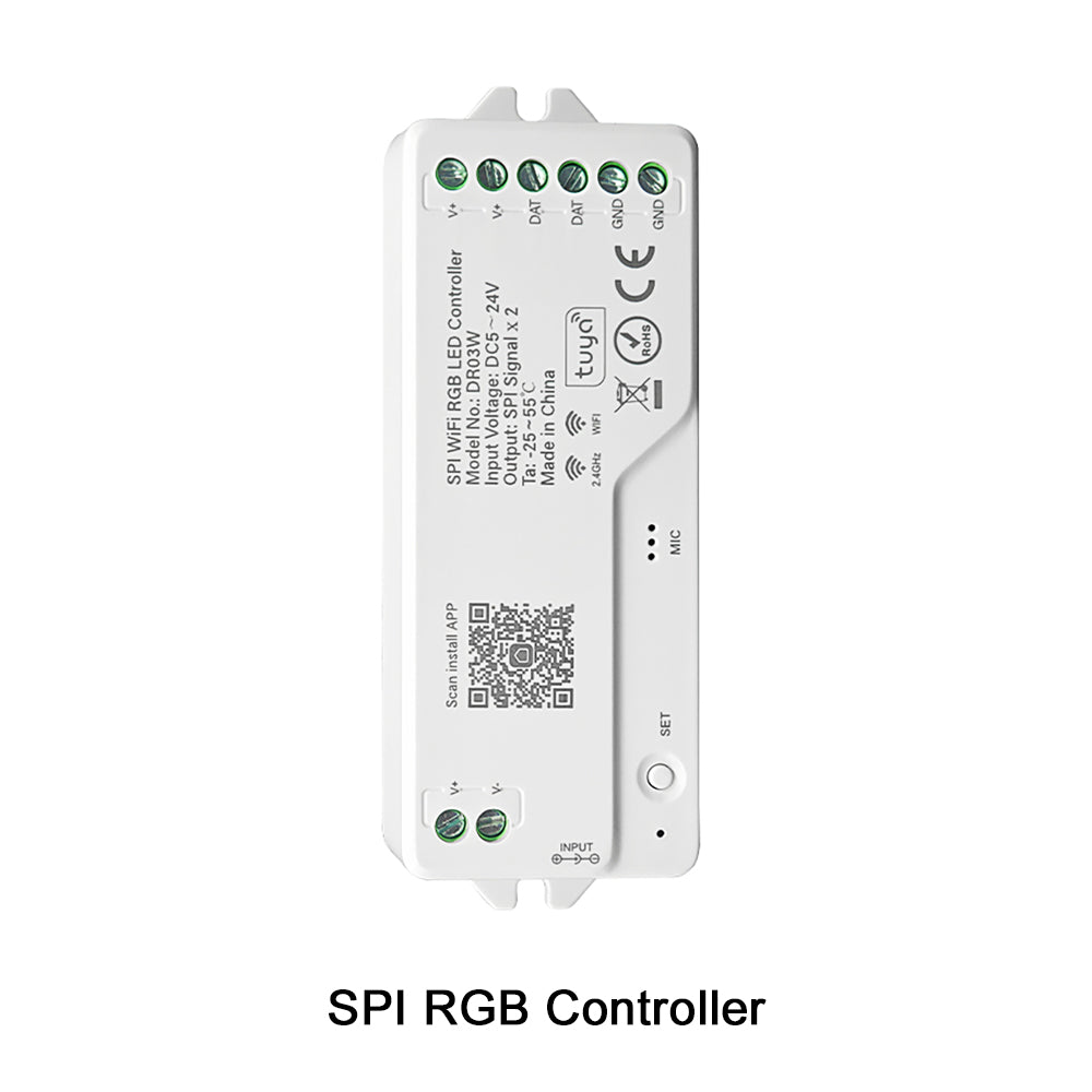 MALIIGAZA Tuya WiFi SPI RGB LED Controller with Smart Life App, Alexa, Google Home & 2.4G RF Remote Support for Addressable RGB LED Strips