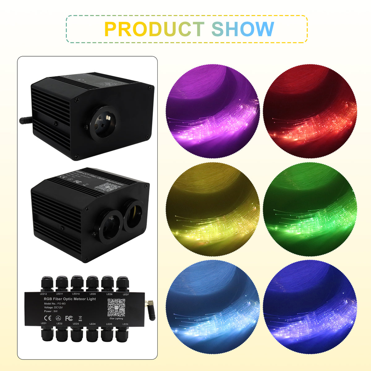 Single port fiber optic star light engine for DIY starry sky ceiling projects
