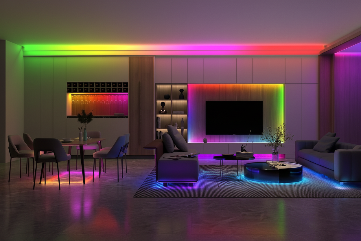 RGB dream color LED strip lights living room ceiling TV backlight - MALIIGAZA