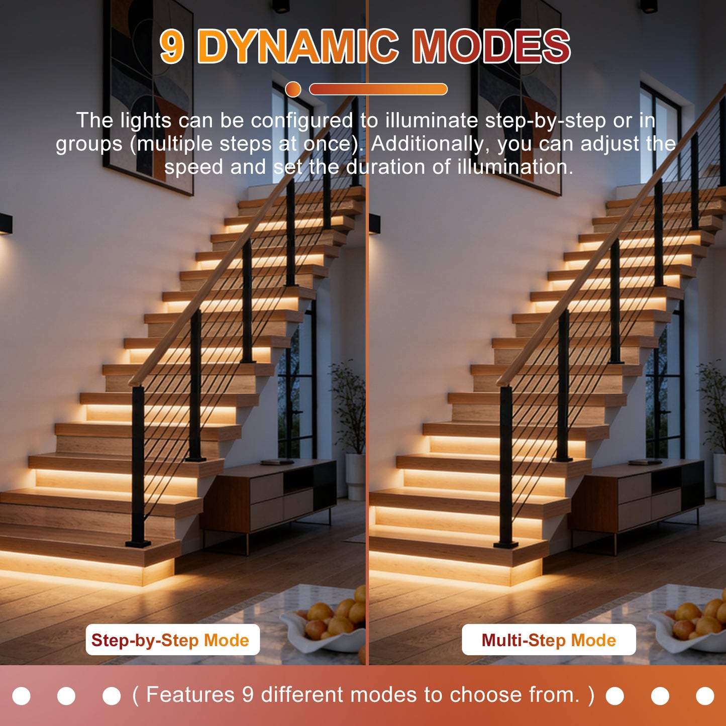 MALIIGAZA Intelligent Motion Sensor Stair Lighting Kit ¨C App Controlled Smart LED Staircase Lights with COB Strips & RF Remote