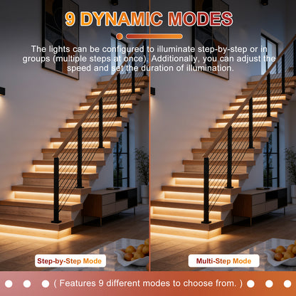 MALIIGAZA Intelligent Motion Sensor Stair Lighting Kit ¨C App Controlled Smart LED Staircase Lights with COB Strips & RF Remote