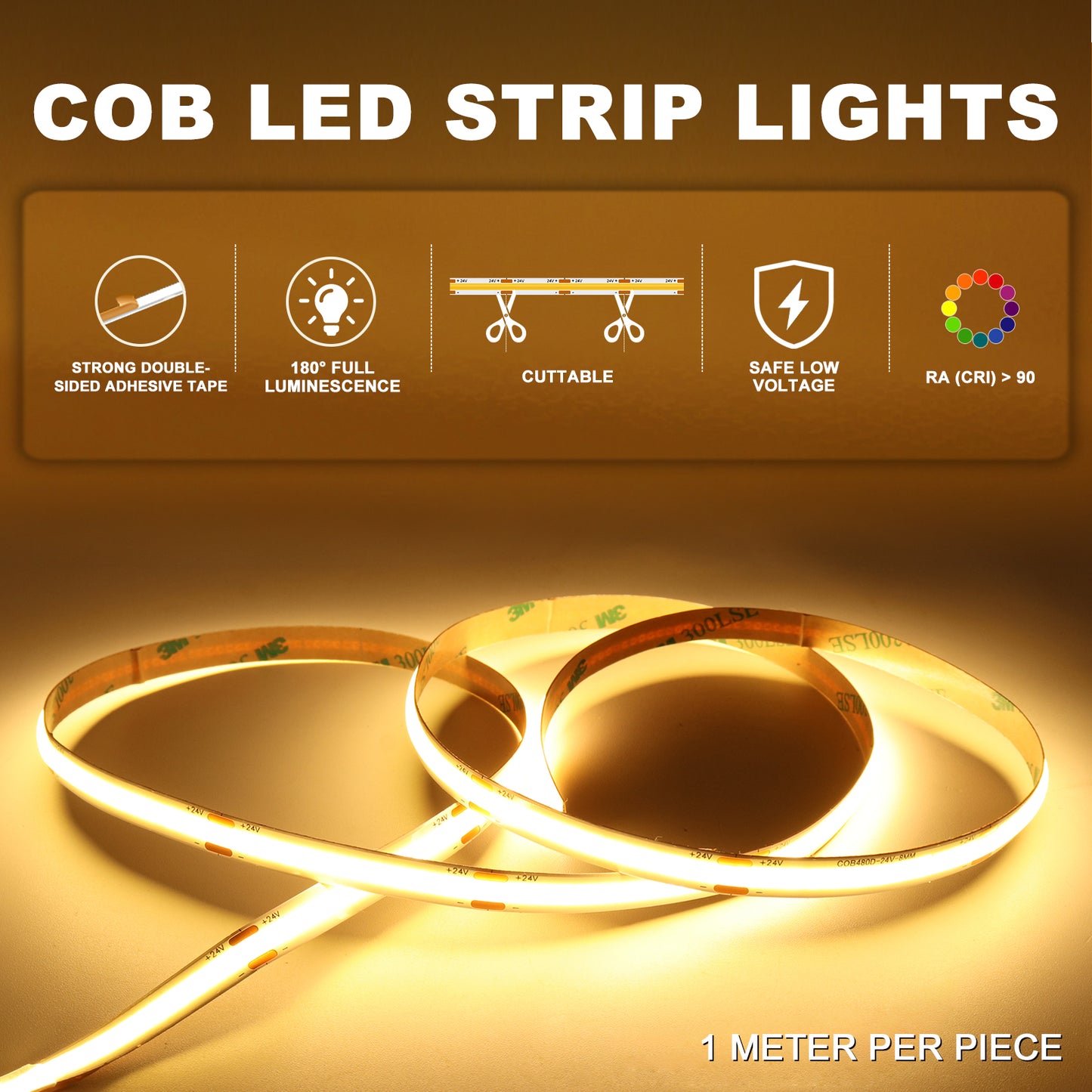 MALIIGAZA Smart Indoor Sensor Stair Light Kit | COB LED 480LEDs/m | PIR Auto On/Off | Step-by-Step Dynamic Lighting | Easy Plug-in Main Line Install | 12/16/20 Steps