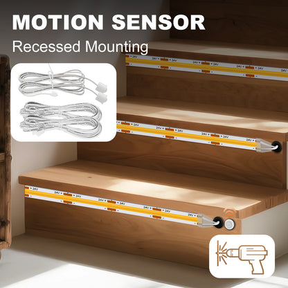 MALIIGAZA Intelligent Motion Sensor Stair Lighting Kit, 1m 5-28 Steps Smart COB LED Stair Lights with PIR Step-by-Step Control [STEP-09]
