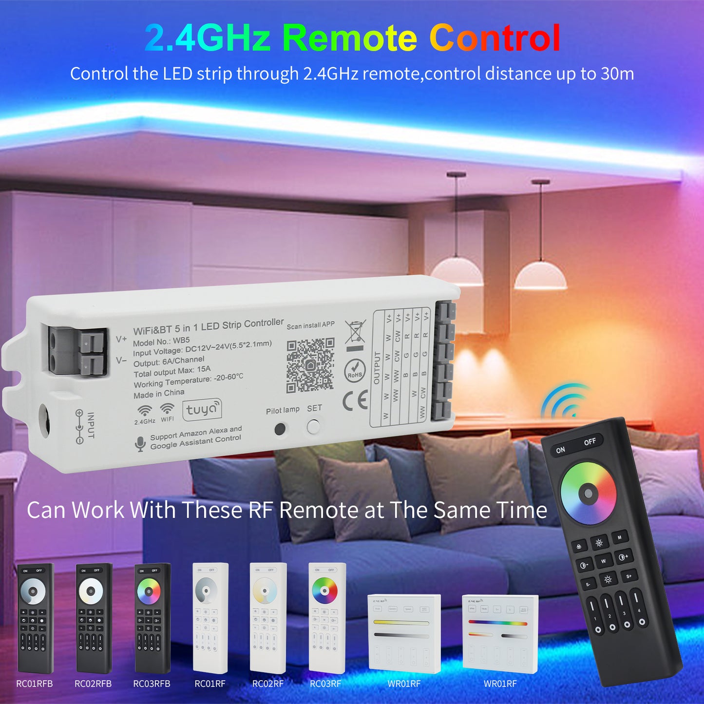MALIIGAZA LED Controller Multi-Zone Lighting ¨C 4-Channel RF Remote Group Control