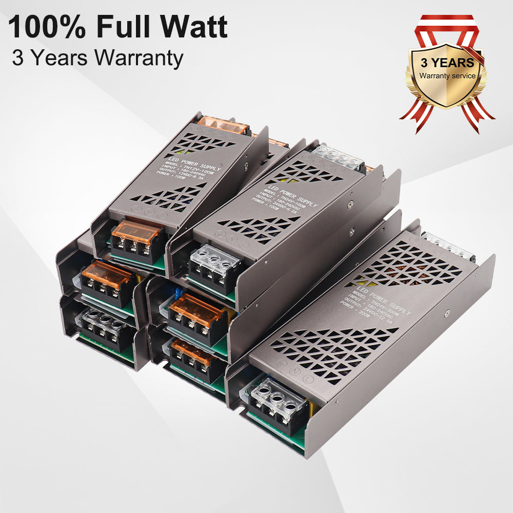 High Quality 12V 24V DC Power Supply 100W 200W 300W 400W Full Watt LED Transformer PSU for LED Strip Light 220V AC/DC Converter