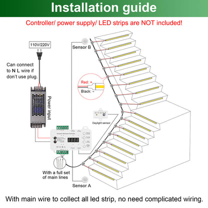 MALIIGAZA Smart Stair Light Main Line Installed Along Staircase Stringer ¡§C 35cm Node Spacing