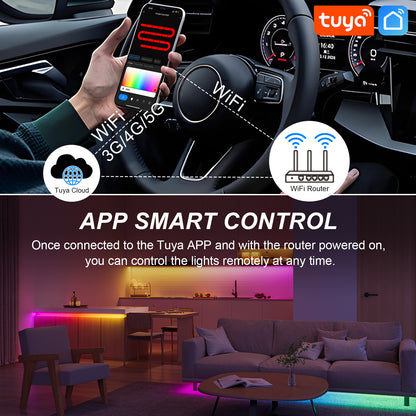 MALIIGAZA Tuya WiFi SPI RGB LED Controller with Smart Life App, Alexa, Google Home & 2.4G RF Remote Support for Addressable RGB LED Strips