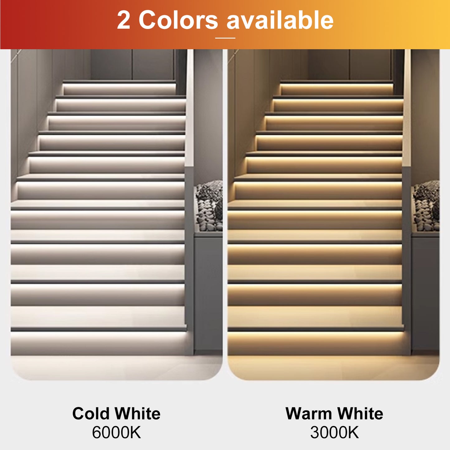 MALIIGAZA Intelligent Motion Sensor Stair Lighting Kit with Main Line COB LED Strip for Smart Indoor Stair Lights STEP-E1