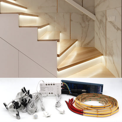 MALIIGAZA Intelligent Motion Sensor Stair Lighting Kit with Main Line COB LED Strip for Smart Indoor Stair Lights STEP-E1
