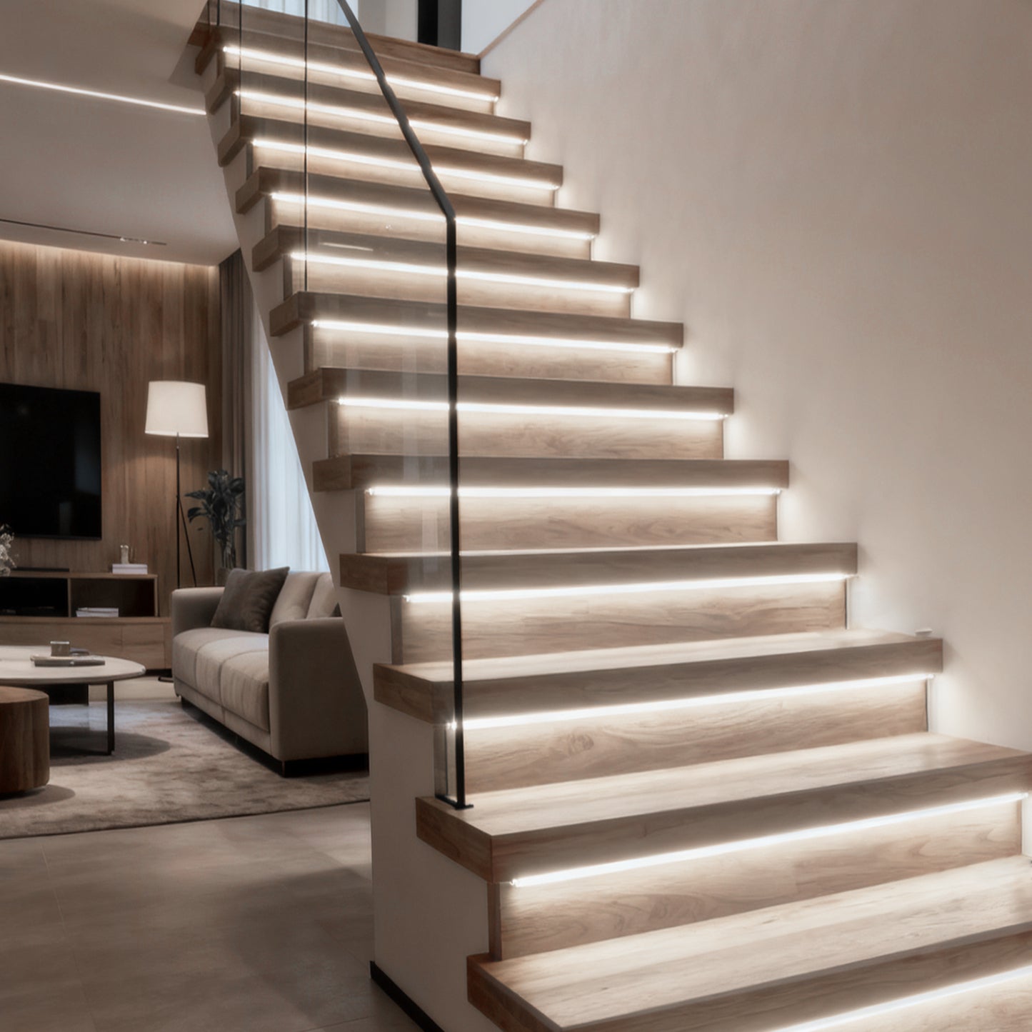 MALIIGAZA Intelligent Motion Sensor Stair Light Kit ¨C Smart COB LED Staircase Lighting System with Wireless Wall Switch