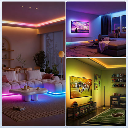10m RGBIC COB LED strip light kit white PCB with square remote and 200W transformer