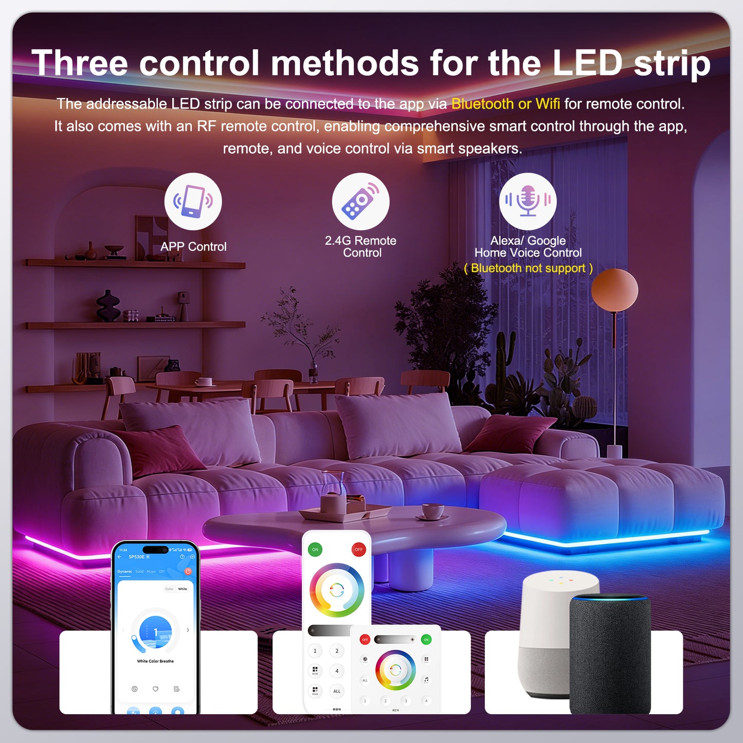 MALIIGAZA 10m addressable RGBCCT COB LED strip kit with WiFi controller and corner connectors