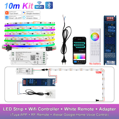 MALIIGAZA Smart Tuya WiFi RGBIC COB LED Strip Kit with Alexa & Google Home App Voice Control, Addressable Dream Color Light Tape 1-5M 10M 15M 20M 25M 30M Decor Lighting