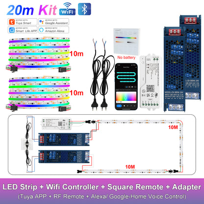 MALIIGAZA Smart Tuya WiFi RGBIC COB LED Strip Kit with Alexa & Google Home App Voice Control, Addressable Dream Color Light Tape 1-5M 10M 15M 20M 25M 30M Decor Lighting
