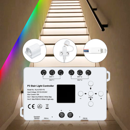 MALIIGAZA STEP-P3 Intelligent Motion Sensor Stair Light Kit | High CRI 90+ COB LED Step & Side Flow Handrail Lighting System | Plug and Play Main Line DIY Indoor Staircase Lighting (Copy)