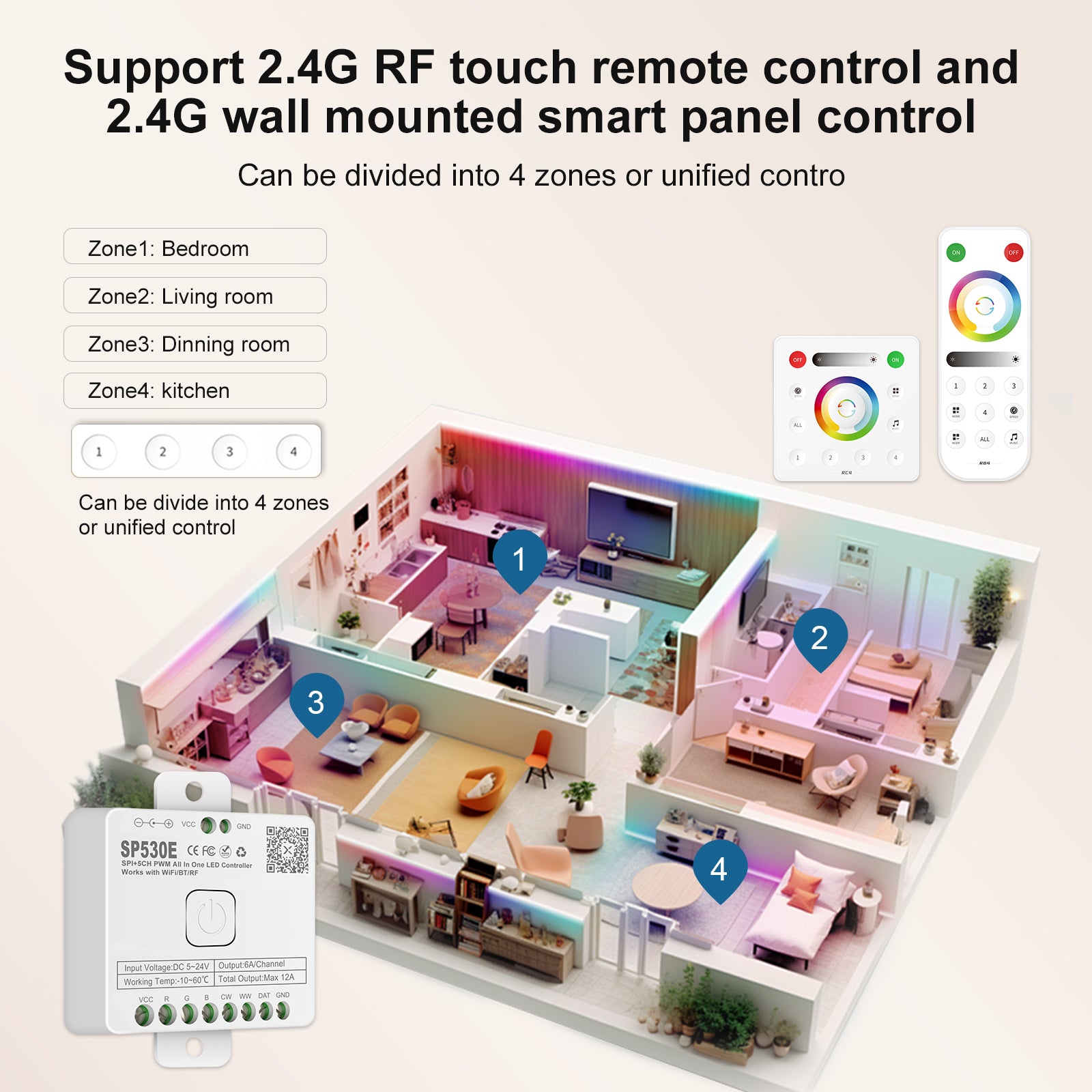 Universal LED Controller Supporting Addressable SPI and Non-Addressable PWM LED Strips