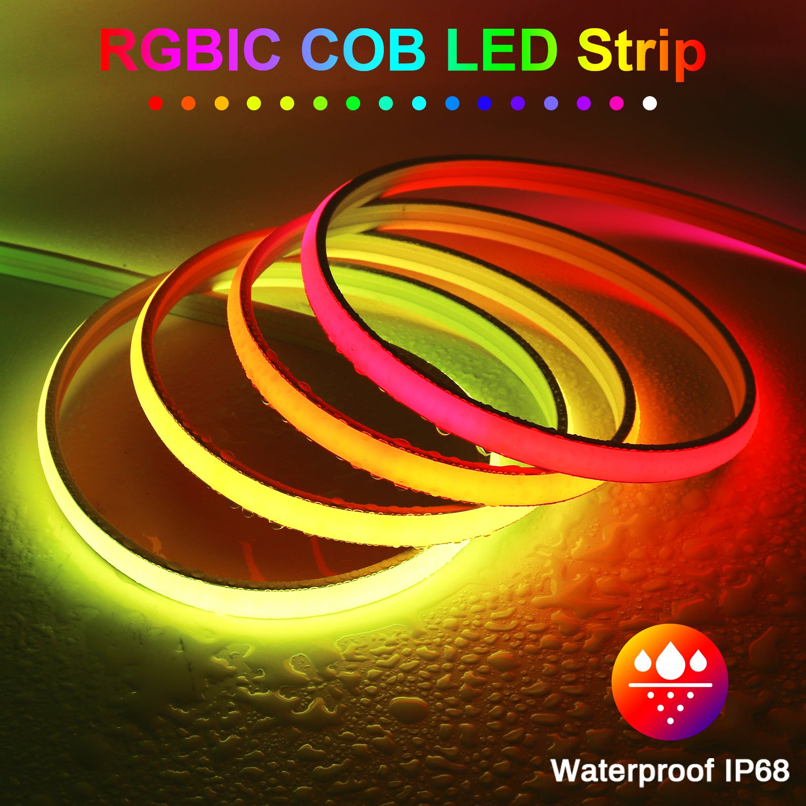 720 LEDs/m High Density SPI RGB COB LED Strip Close-up Detail - MALIIGAZA
