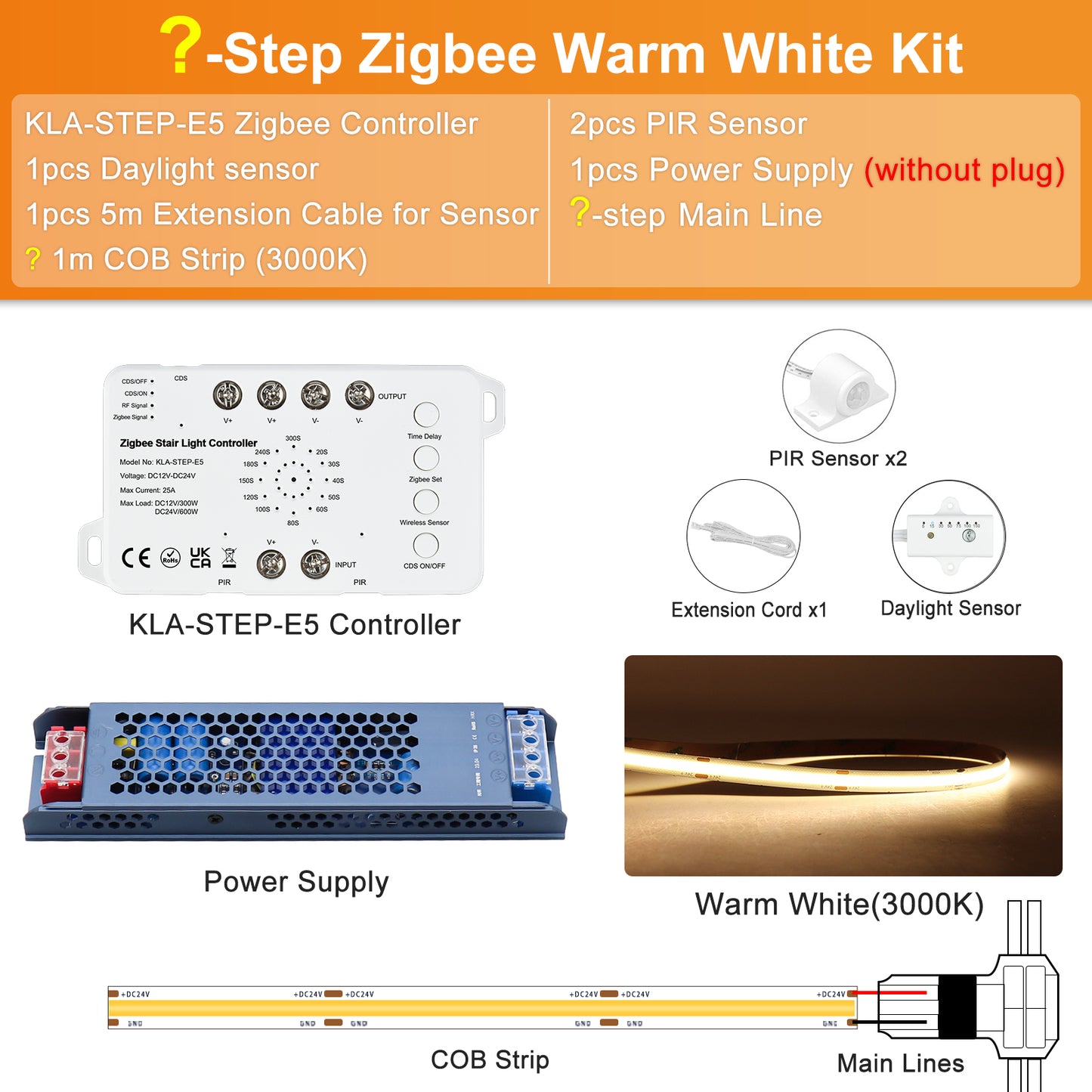 MALIIGAZA Zigbee Stair Light Kit Warm White 3000K ¡§C Without Remote Controller